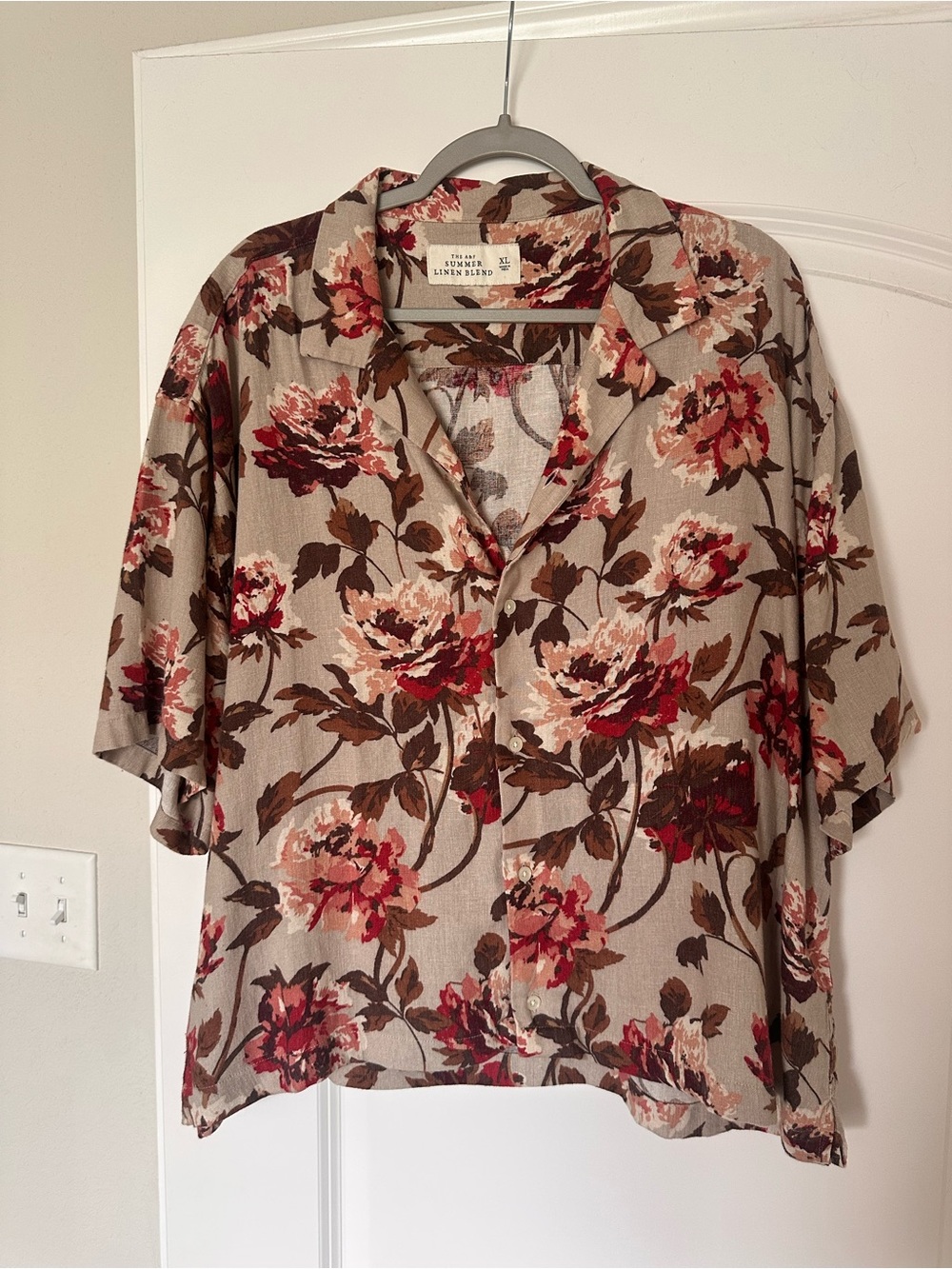 Ambercrombie summer linen blend men’s camp collar floral shirt XL